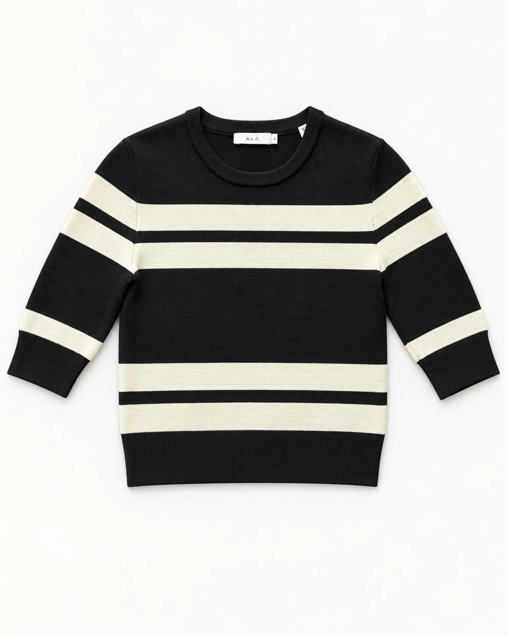 A.L.C. Striped Knit Top in Black and Cream